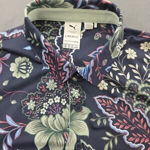Puma Liberty Mens Golf Polo Size XL Navy Floral Preppy Short Sleeve